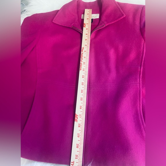 Mainbocher Sz 8 Cashmere Wool Hot Pink Zip Up Blazer Jacket - Picture 6 of 7